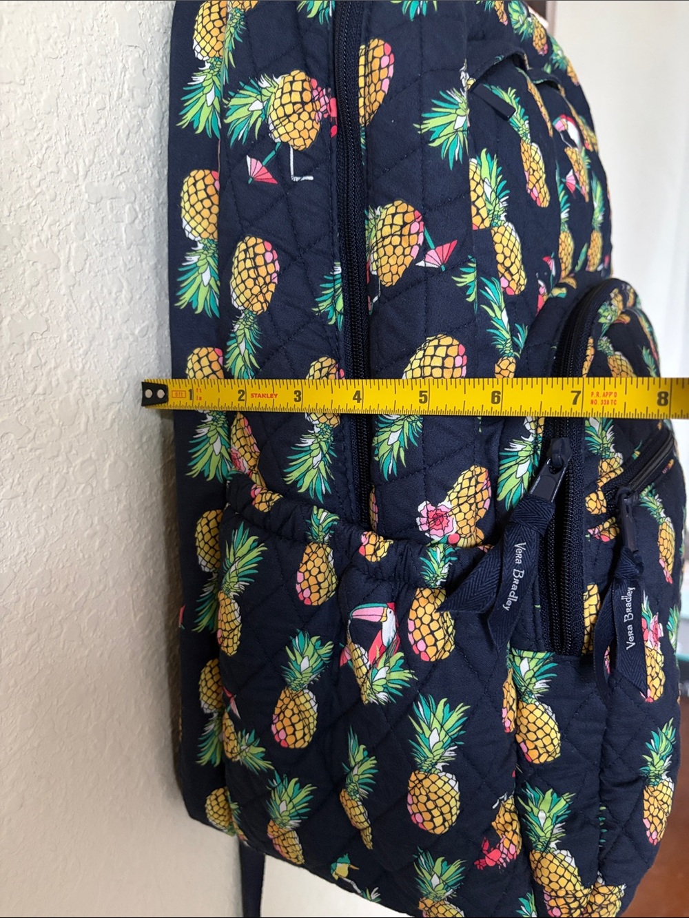 Vera Bradley Navy Quilted Pineapple Print Toucan Party Backpack - Picture 13 of 13